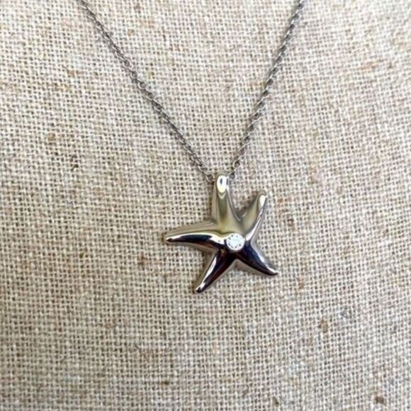 Tiffany & Co. Elsa Peretti Starfish Diamond Sterling Silver Necklace - Picture 9 of 15
